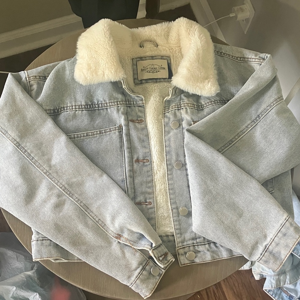 Denim Sherpa-Lined Jacket